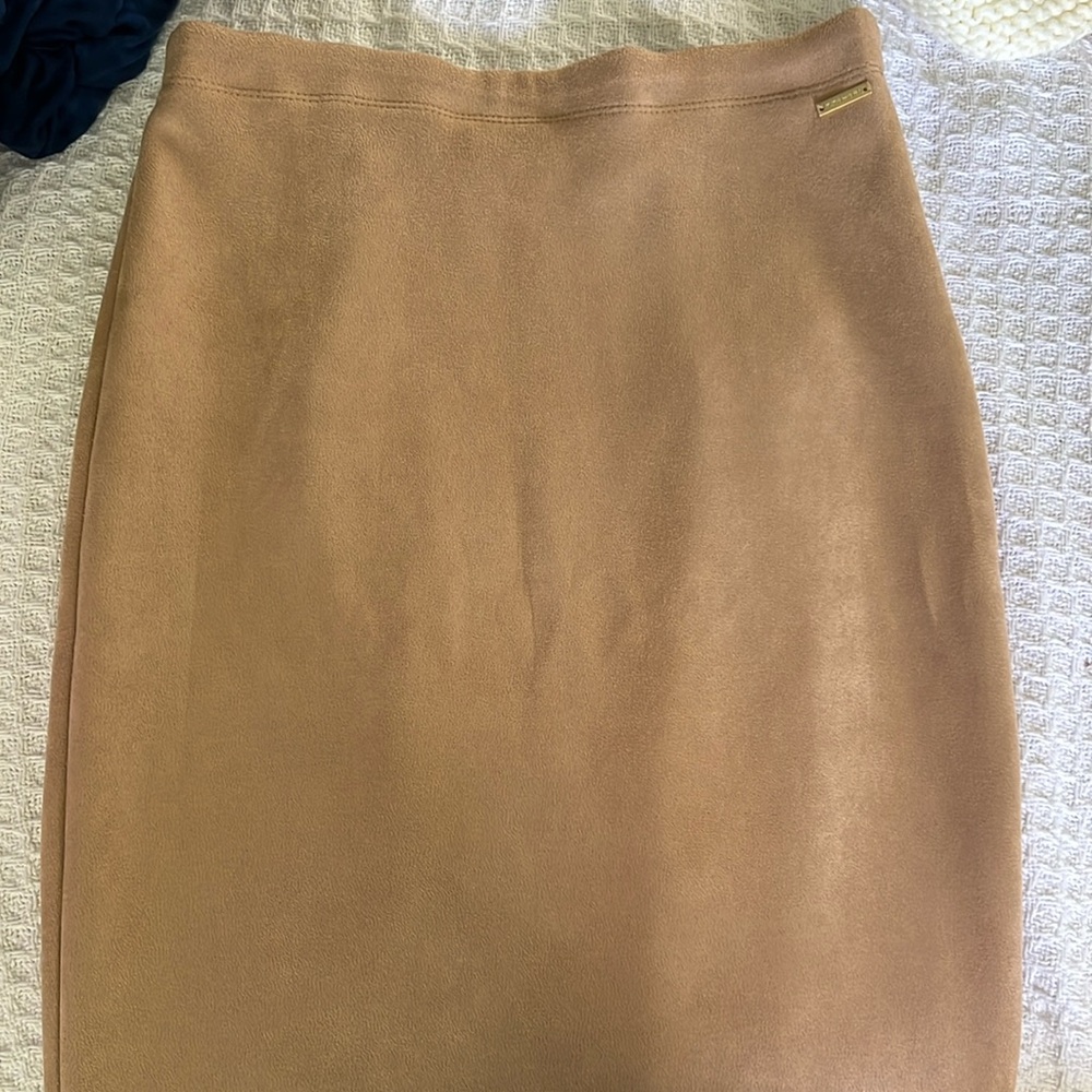 Tahari faux suede skirt
